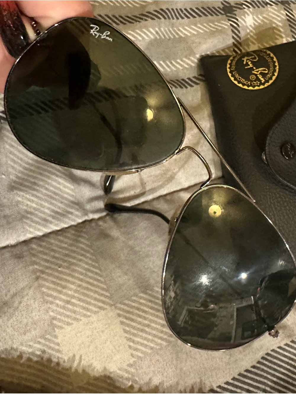 Ray-Ban Aviator Sunglasses — Silver Frame with Dark Green Lenses